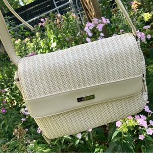Liz Claiborne Cream & Tan Straw Purse